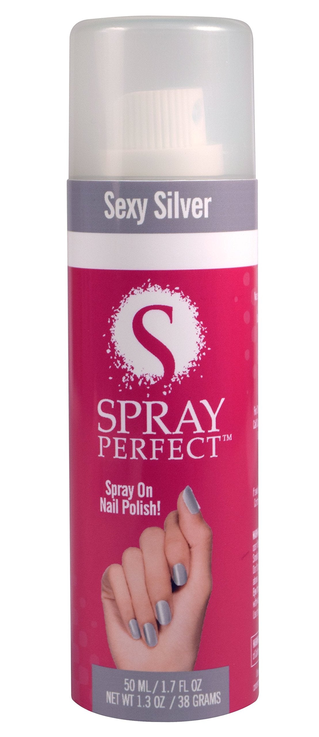 Natures Pillows Spray Perfect Nail Polish, Sexy Silver, 2.0 Ounce, Spray-on Nail Polish: Worlds Fastest Manicure, Complete Nail