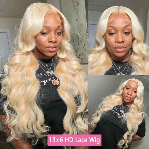 Jewhaut 613 13x6 Lace Front Wig Human Hair 28 Inch Body Wave Blonde Wig Human Hair 613 HD Transparent Lace Frontal Wigs Human Hair Pre Plucked Blonde Wig