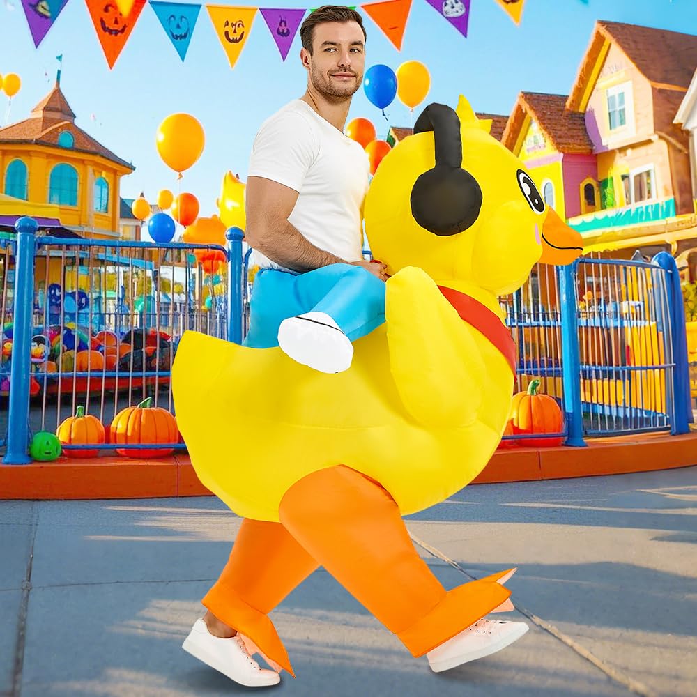 KOOY Inflatable Duck Costume Adult, Inflatable Costumes Women Men, Ride On Duck Suit Blow Up Costume for Adults, Party Halloween Costumes
