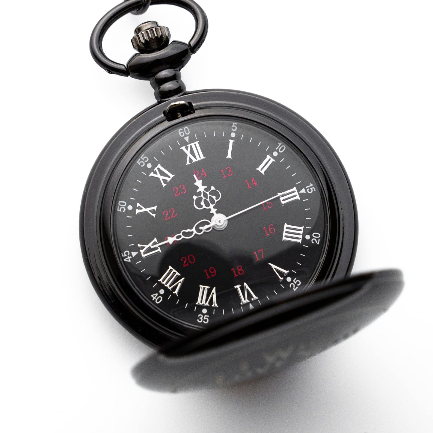 Engraved Pocket Watch with Chain for Husband or Boyfriend | Classy Gift Set for Anniversary or Any Occasion (I Will Love You Until the End of Time)