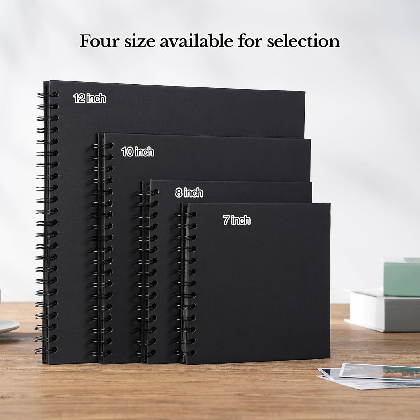 potricher 7 x 7 Inch DIY Scrapbook Album 40 Pages Hardcover Kraft Paper Scrap Book Photo Albums Memory Book for Wedding and Anniversary Family (Black, 7 Inch)