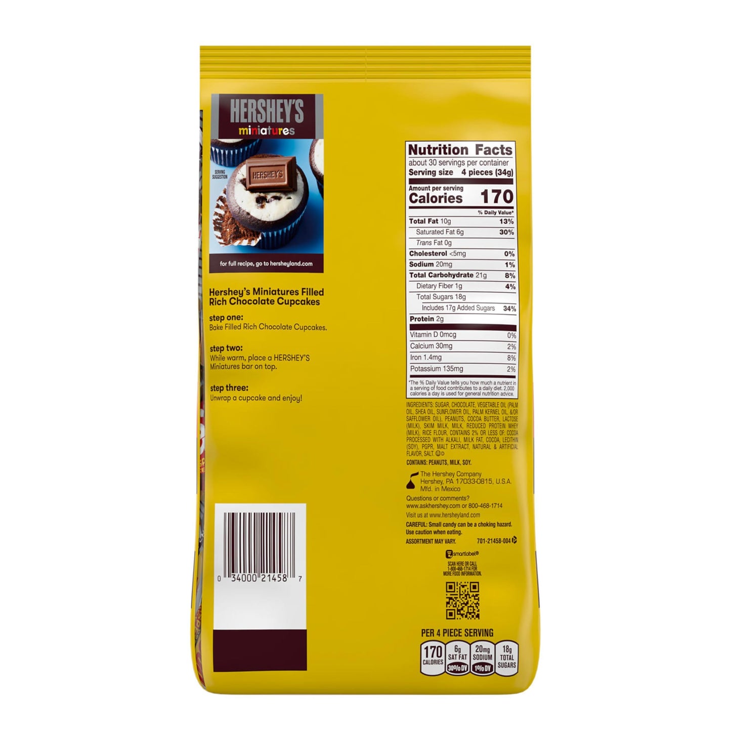 HERSHEY'S Miniatures Assorted Chocolate Candy Party Pack, Halloween Candy, 35.9 oz
