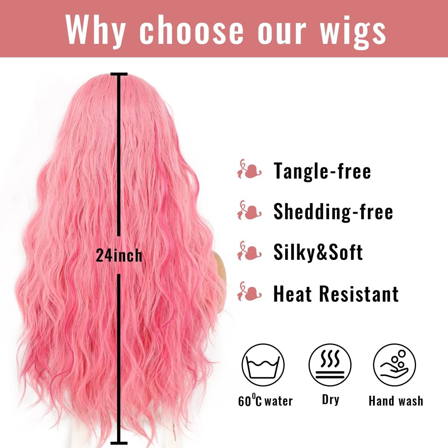 SAPPHIREWIGS Highlight Pink Lace Front Wigs Long Loose Curly Wavy Wig 13 4 Synthetic Lace Front Wigs Glueless Heat Resistant Fi