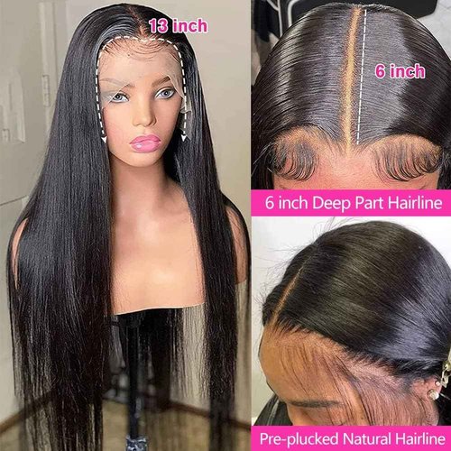 tobasew 13x6 Straight Lace Front Wigs Human Hair 200 Density HD Transparent Lace Frontal Human Hair Wigs for Women Glueless Wigs Human Hair Pre Plucked 20 Inch