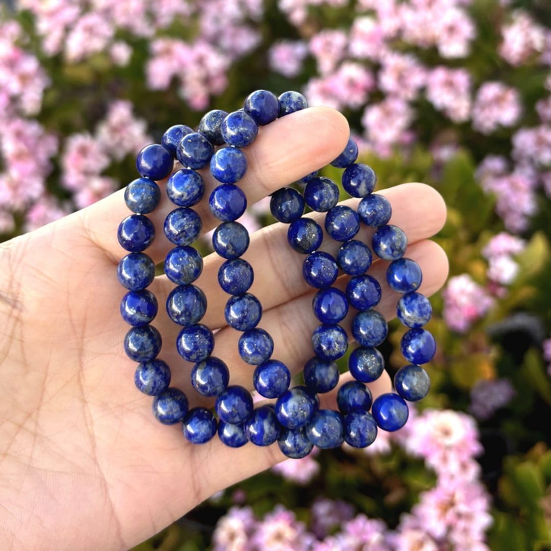 Adabele Real Natural Blue Lapis Lazuli Gemstone Beaded Bracelet 8.5 inch Stretch Chakra Healing Crystal Stone Jewelry Women Men