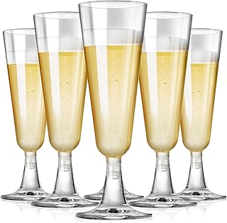 SUREHOME Plastic Champagne Flutes Disposable Champagne Glasses 20 Pack 5 Oz Clear Plastic Mimosa Glasses Acrylic Wedding T...