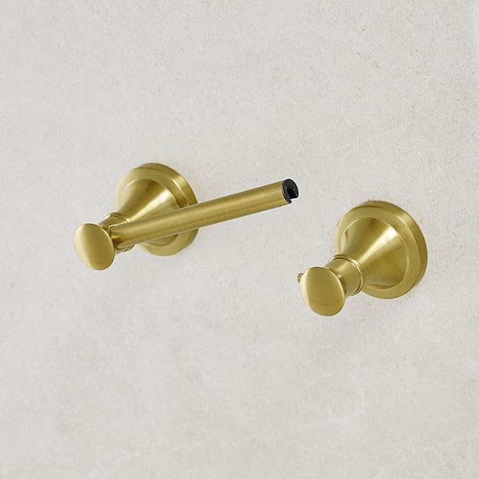 RUMOSE Toilet Paper Roll Holder Bathroom Flexible Pivoting Tissue Handle on Wall Mounted Brushed Gold Rustproof Toilet Tissue Roll Holder,Stainless Steel