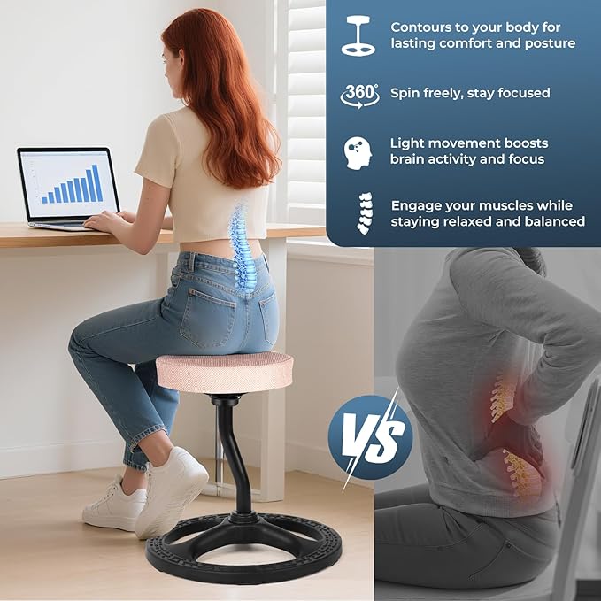 Upaloop ADHD Chair for Kids, Yoga Chairs for Adults, Wobble Stool Active Flexible Seating Desk Chair with Non-Slip Base and Washable Seat Cover for Stability, Balance, Yoga, Office, School, Classroom