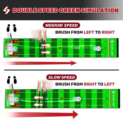 SAPLIZE Golf Putting Mat, Visible Trajectory Tracing, Multiple Training Modes, with Putting Alignment Mirror and Adjustable Green Slopes, Putting Green Matt for Indoors and Outdoors