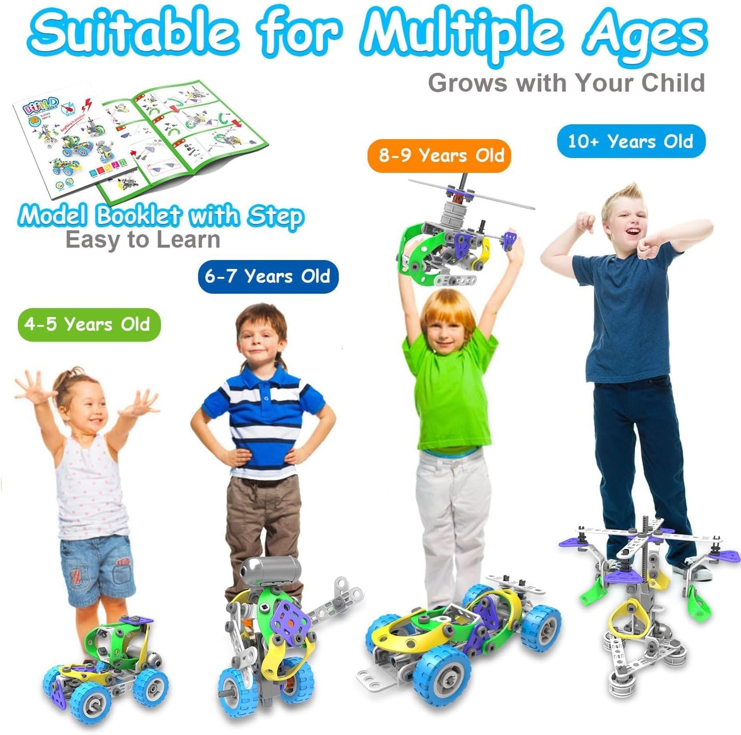 10 in 1 Electric STEM Toys for 5 6 7 8 9+ Year Old Boy Girl Birthday Gifts Educational Building Toys for Kids Ages 4-8 5-7 8-12 Stem Activities Construction Toy for Boys 6-8 8-10 Holiday Idea Gift