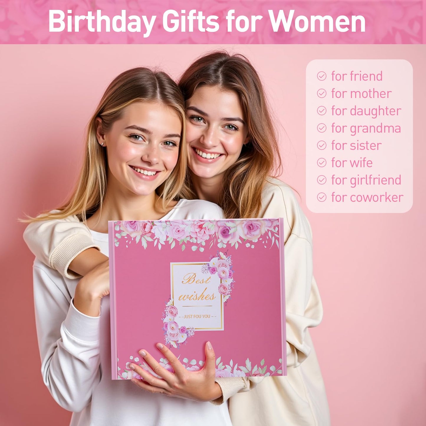 Birthday Gifts for Women Happy Birthday Gifts Basket for Women, Unique Relaxing Spa Birthday Gift Set Box for Her Best Friend Sister Wife Girlfriend Grandma Female Mom, with 3D Birthday Cards Blanket