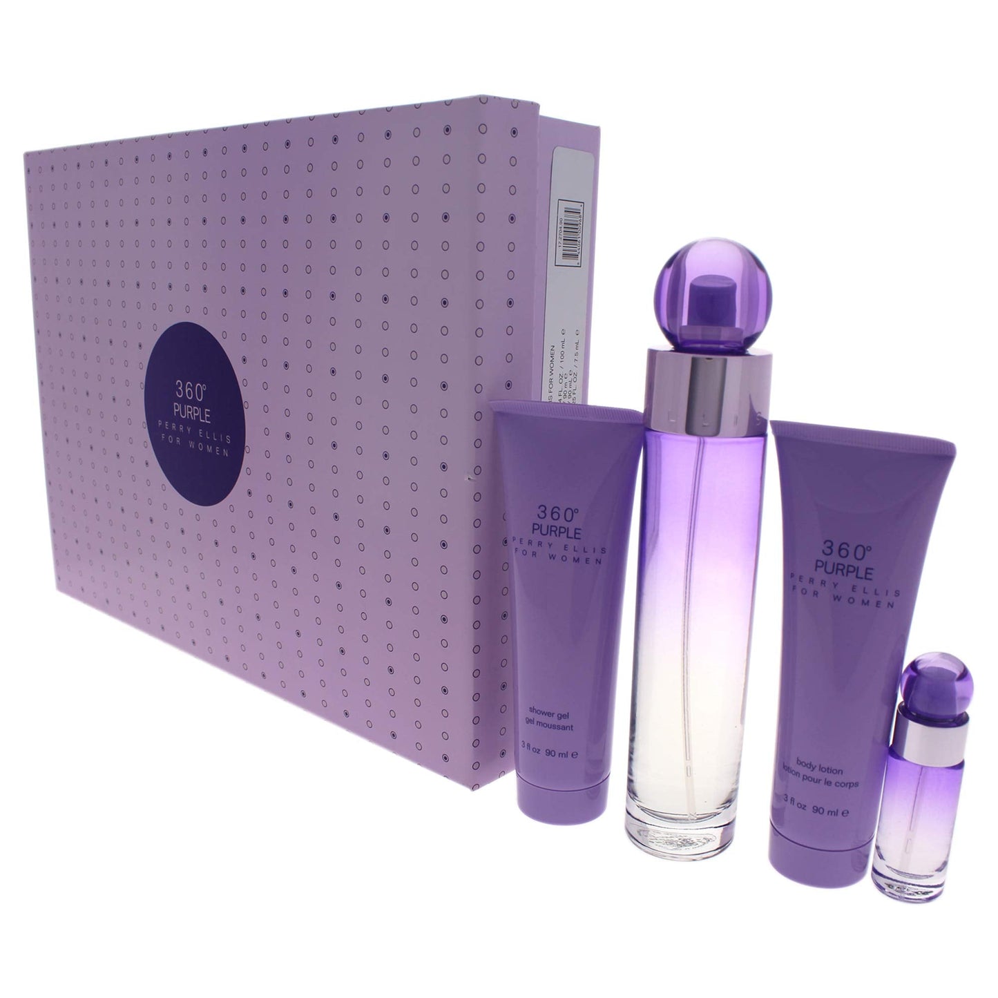 Perry Ellis 360 Purple 4 Piece EDP Spray/Body Lotion/Shower Gel Gift Set for Women