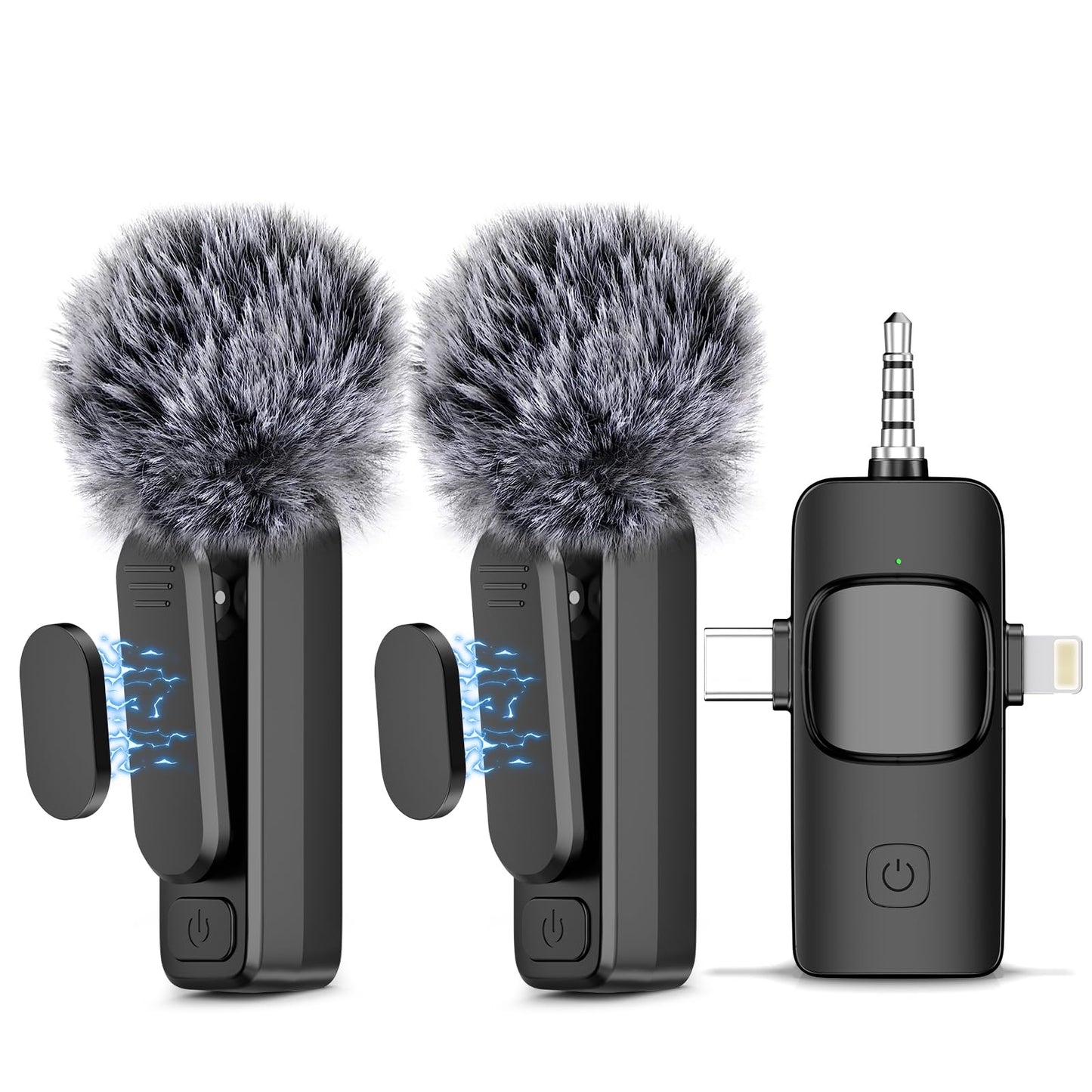 NICHOM 3 in 1 Wireless Lavalier Microphone for iPhone/iPad/Android/PC/Camera,Mini Mic with Noise Reduction, Mini Microphone for