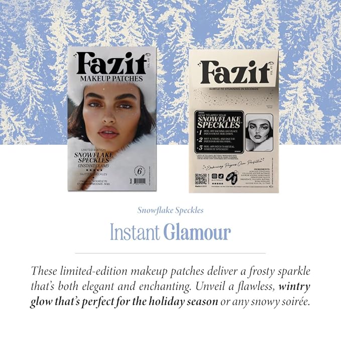 Fazit Makeup Patches - Snowflakes - Face Glitter Makeup Speckles - Glow Up Makeup Patches - Face Glitter Speckles Patches - Cute Glitter Makeup Accessories for Women - 6 Count