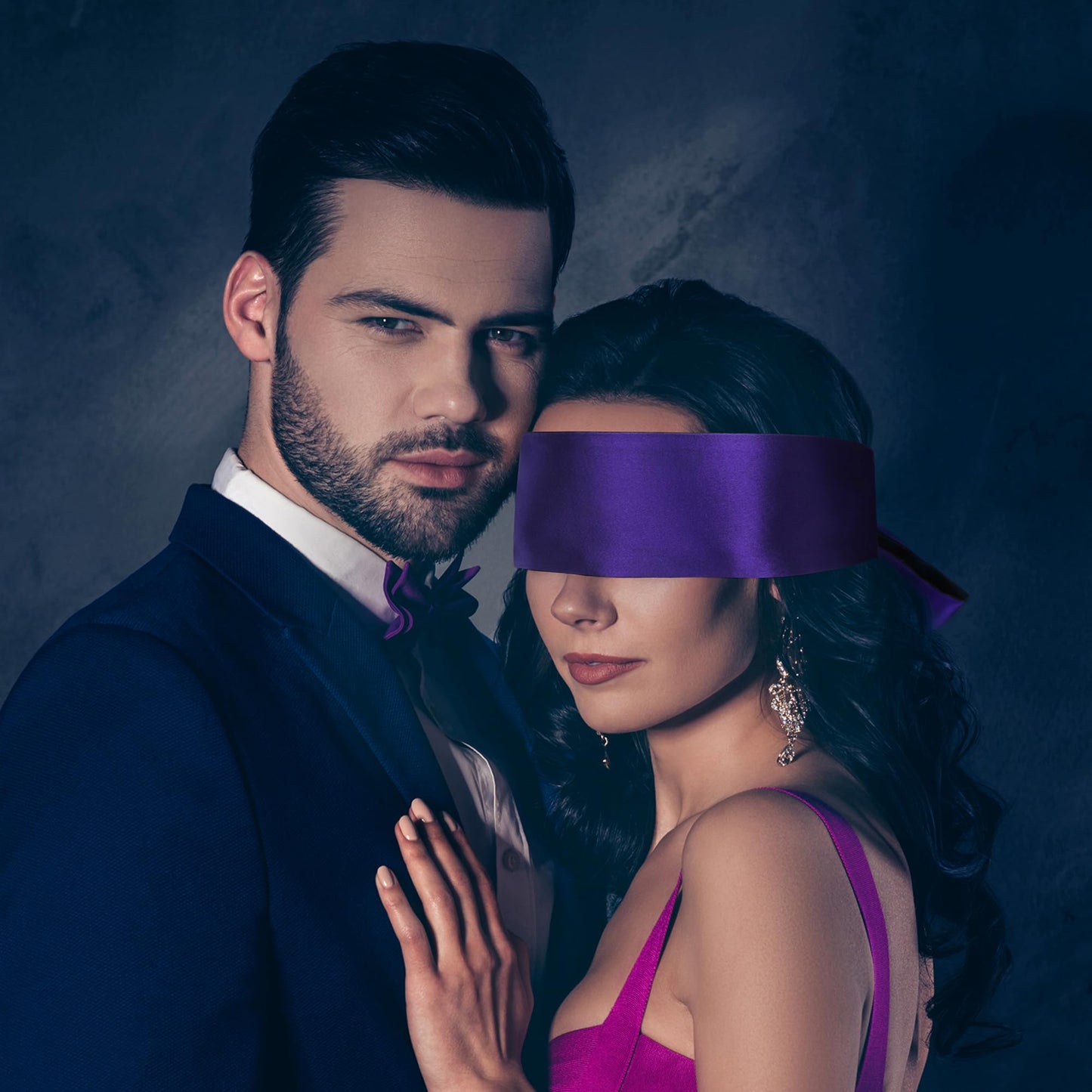 FRESHME Satin Eye Mask - Soft Sleep Mask Adjustable Eye Cover Blindfold for Night Meditation Travel Nap Sleep Eye Mask for Women Men Side Sleeper Valentine's Day Gift Black and Deep Purple 160cm/63in