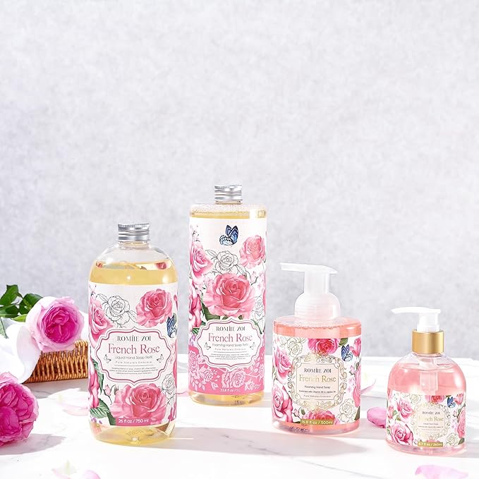 ROMIIE ZOI Liquid Hand Soap Refill, Rose, Gentle & Moisturizing Formula, 750 ML/ 26 FL OZ
