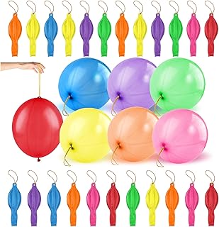 30pcs Punch Balloons for Kids, Thickened Neon Punching Balloon, Large Heavy Duty Balloons with Rubber Band Handle for Birt...