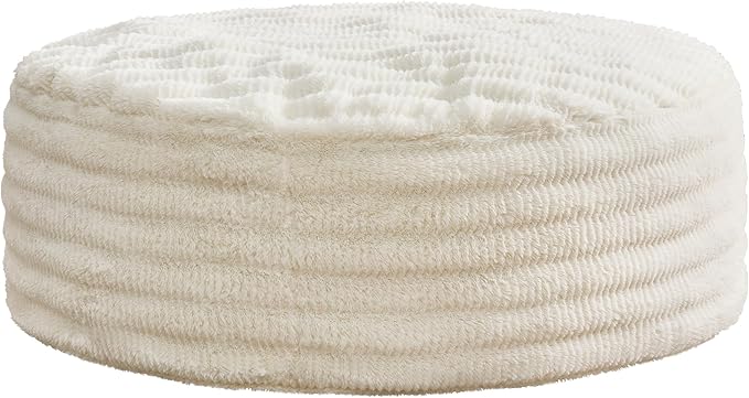Hobestluk Bean Bag Chairs Beanbag Chair with Filler Adult Bean Bags with Fluffy Ripple Cover, Giant Bean Bag Chairs for Adults (White, 6FT - 70" x 70" x 15")
