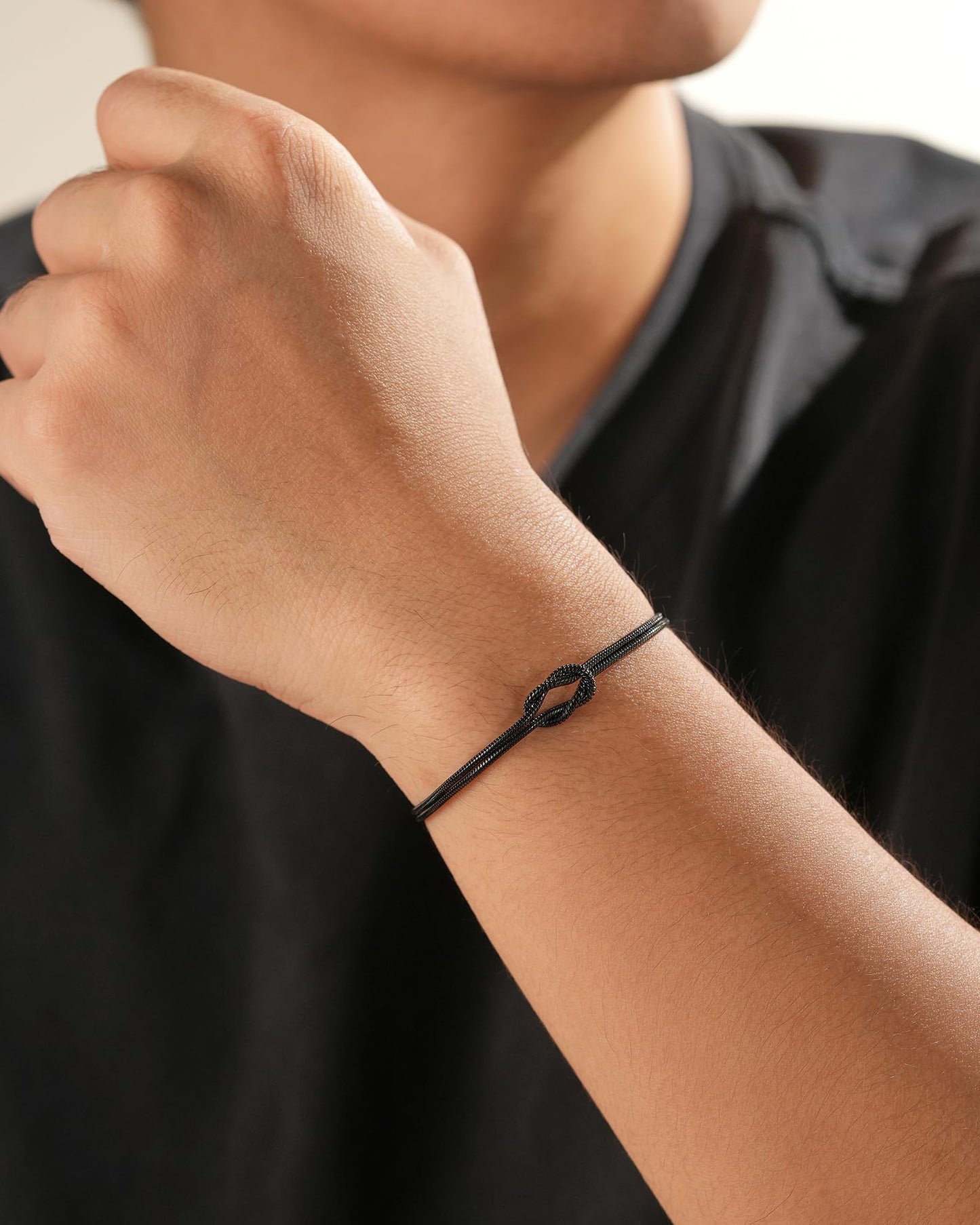 Tarsus To My Man Bracelet Gifts for Men, Black Love Knot Bracelet Mens Jewelry Christmas Anniversary Birthday Presents Stocking Stuffers Gifts for Him Boyfriend Men Husband