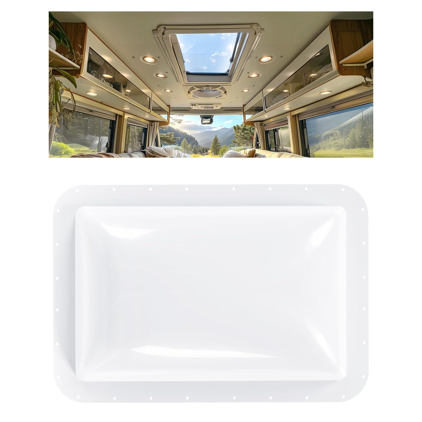 HECASA RV Skylight Replacement, 18" x 26" Camper RV Skylight Cover Fit 14" x 22" Shower Roof Openings for Camper Food Truck Motorhome Travel Trailer White