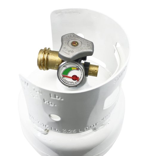 Flame King 3lb Steel Propane Tank with Gauge and OPD Valves and 4-Feet Adapter Hose Converter for 1LB Appliance to 20lb Tank