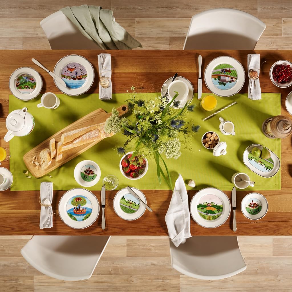 Villeroy & Boch Design Naif Salad Plate #5-By the Fireside, 8.25 in, Premium Porcelain, White/Colorful