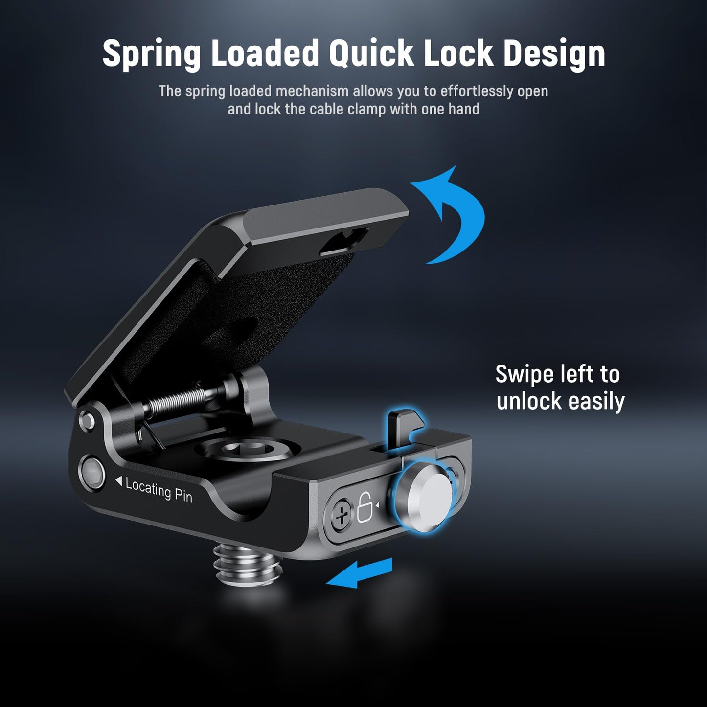 Neewer Spring Loaded Cable Clamp, Camera Cage Cable Organizer With Removable Anti Twist Locating Pin, 1/4 Screw, Quick Release