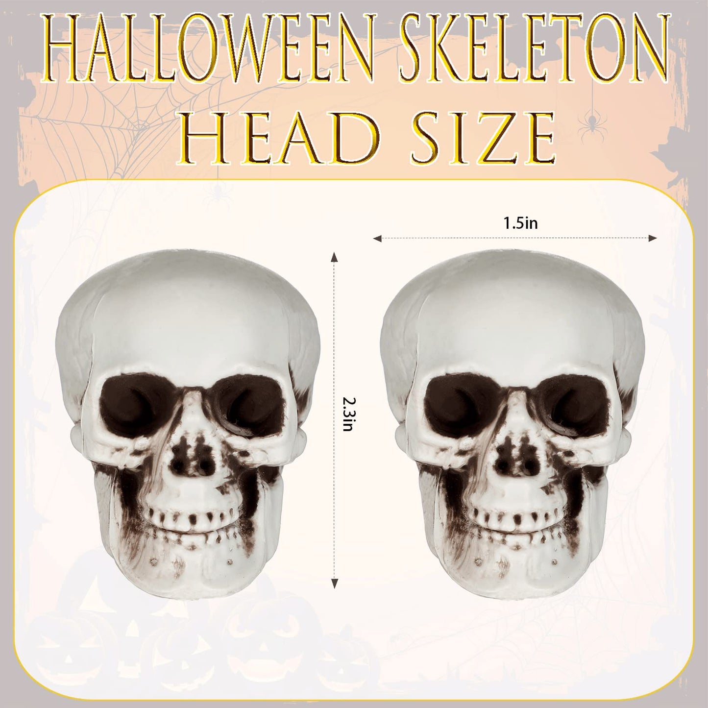 Hanaiette 10 Mini Halloween Skull Heads - Skull Decor for Party, Table Decor, Home Gift