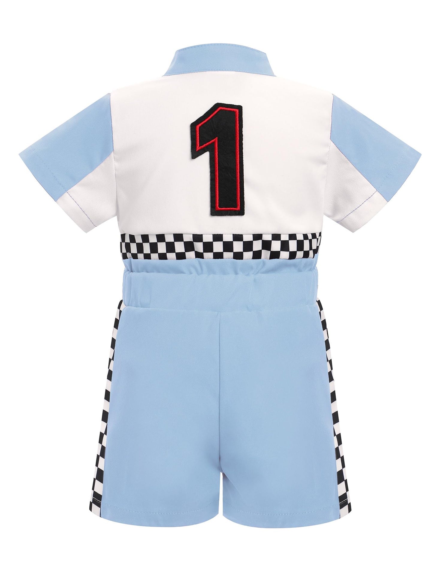 IDOPIP Baby Boys 1st 2nd Birthday Outfit Race Car Driver Romper Girls Boys Racer Jumpsuit One Piece Bodysuit Racing Suit Toddler Dress up Costume for Cake Smash Photo Shoot Blue 12-18 Months