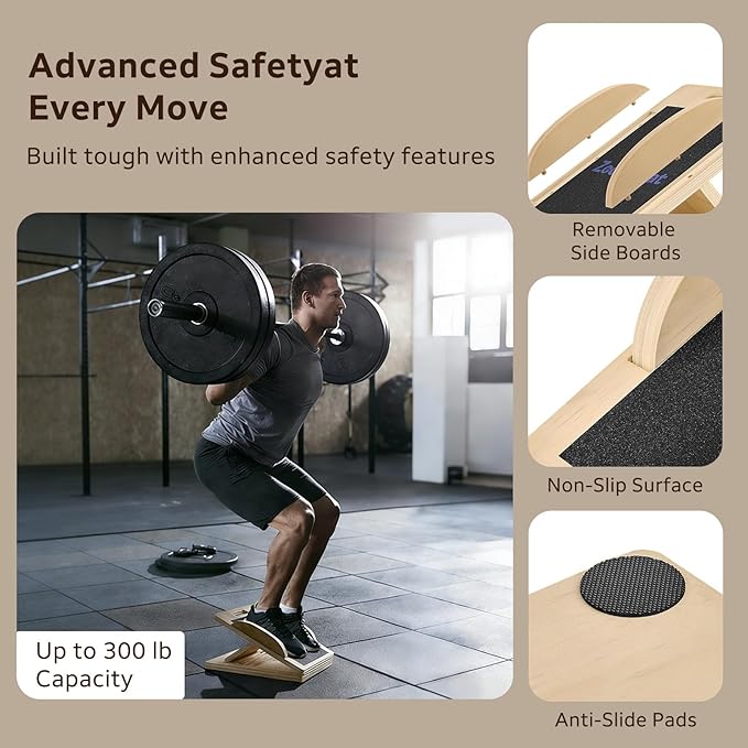 Slant Board with 6 Angles Converts to a Balance Board – Premium Calf Stretcher & Wobble Board for Effective Stretching & Squats Exercise Slant Board with Velour Surface