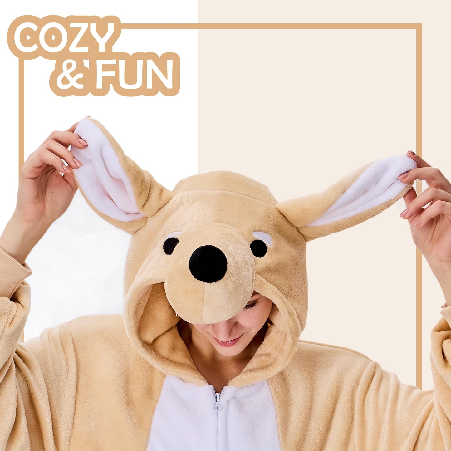 NEWCOSPLAY Unisex Adult Dog Onesie Pajamas Animal One Piece Costume Cosplay Sleepwear (Dog, Large)