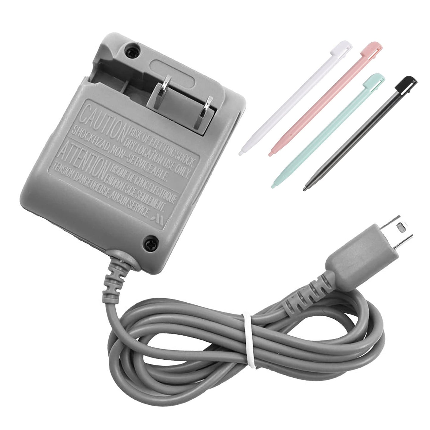 DS Lite Charger Kit, AC Power Adapter and 4 Stylus Pen Compatible with Nintendo DS Lite, Wall Travel Adapter Replacement for DS
