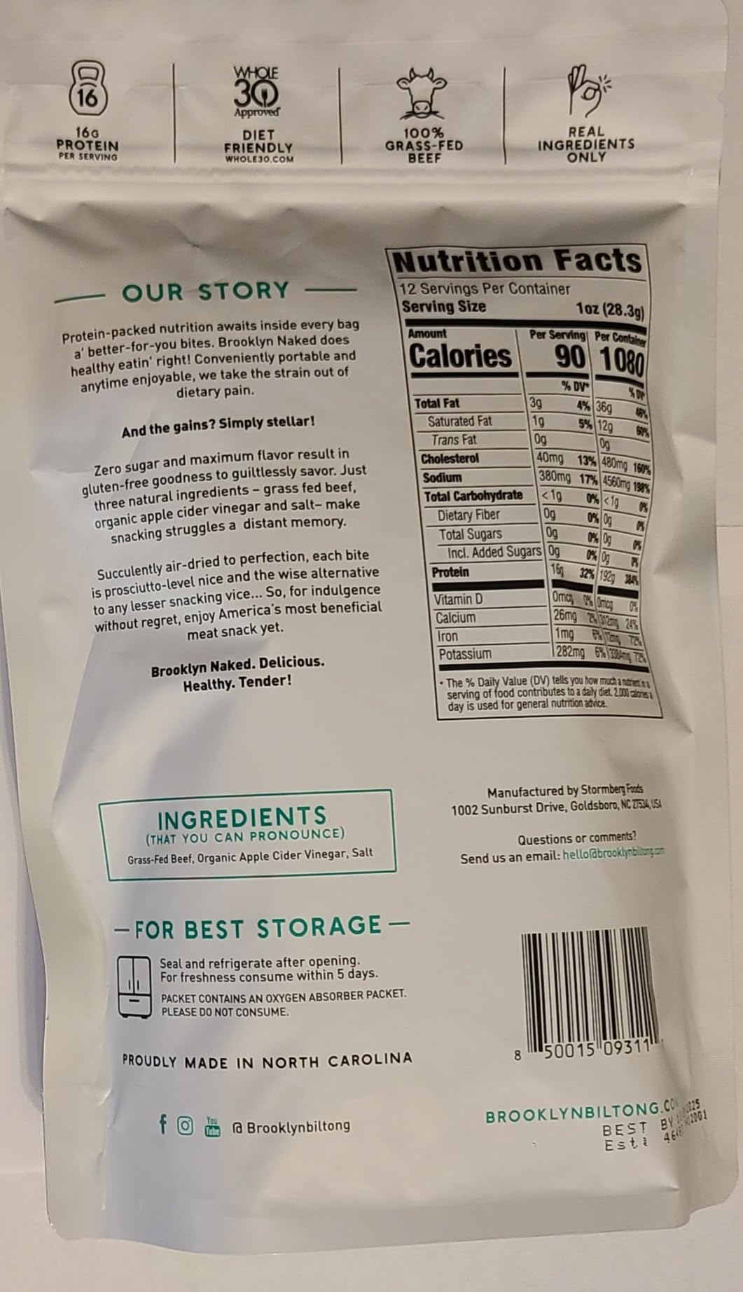 Brooklyn Naked, Tender, Air-Dried, Grass-Fed, Steak Slices - 12 oz Bag