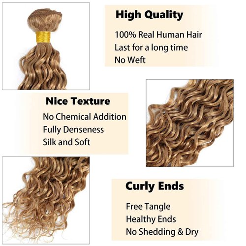Habiliana Bundles Human Hair 22 24 26 Inch Water Wave Brown 27 Human Hair Bundles 11A Unprocessed Brazilian Virgin Quick Weave Hair Extensions for Black Women