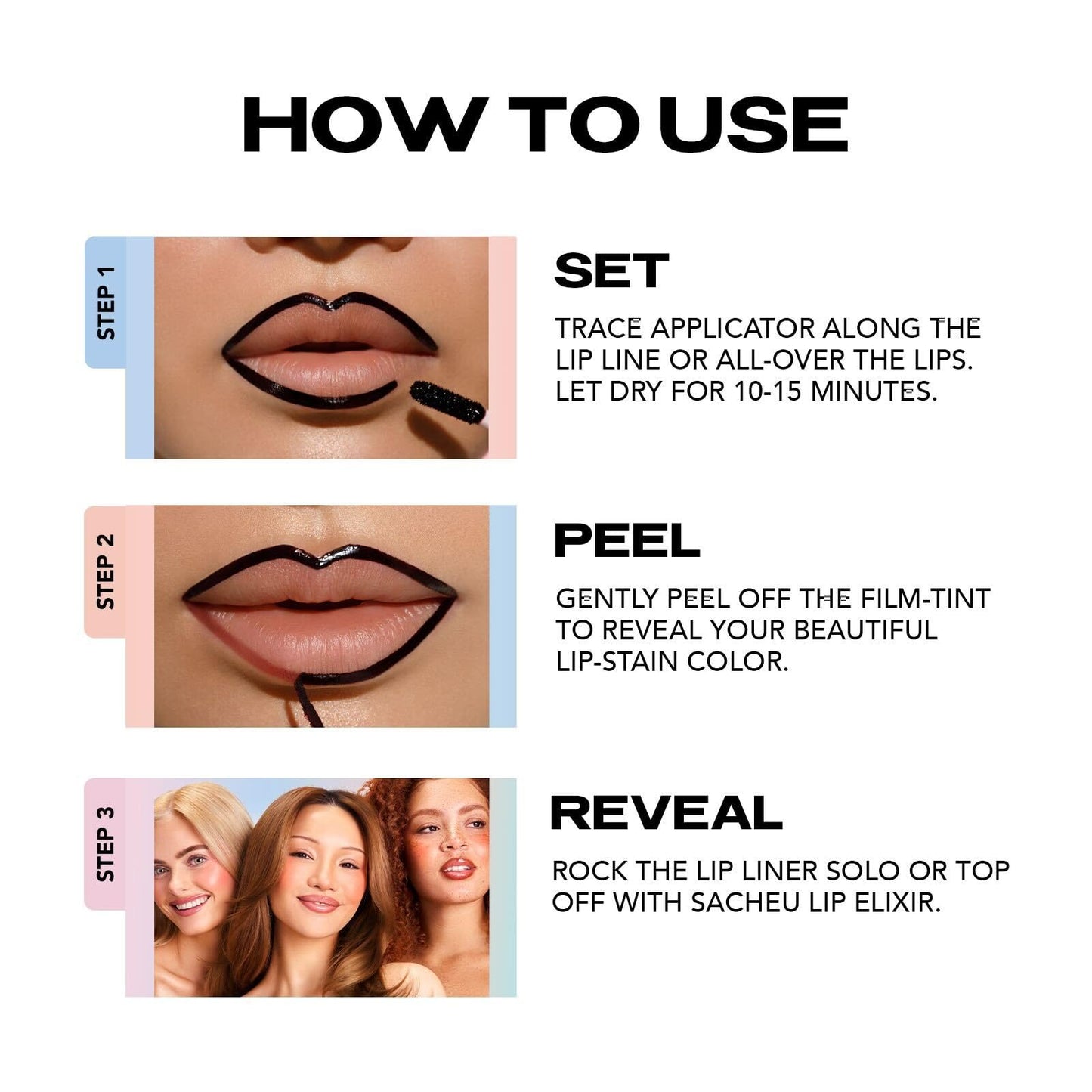 Sacheu Lip Liner Stay-N Peel Off Lip Stain - Long Lasting Matte Lip Tattoo Transfer Proof Lipstain Infused with Hyaluronic Acid
