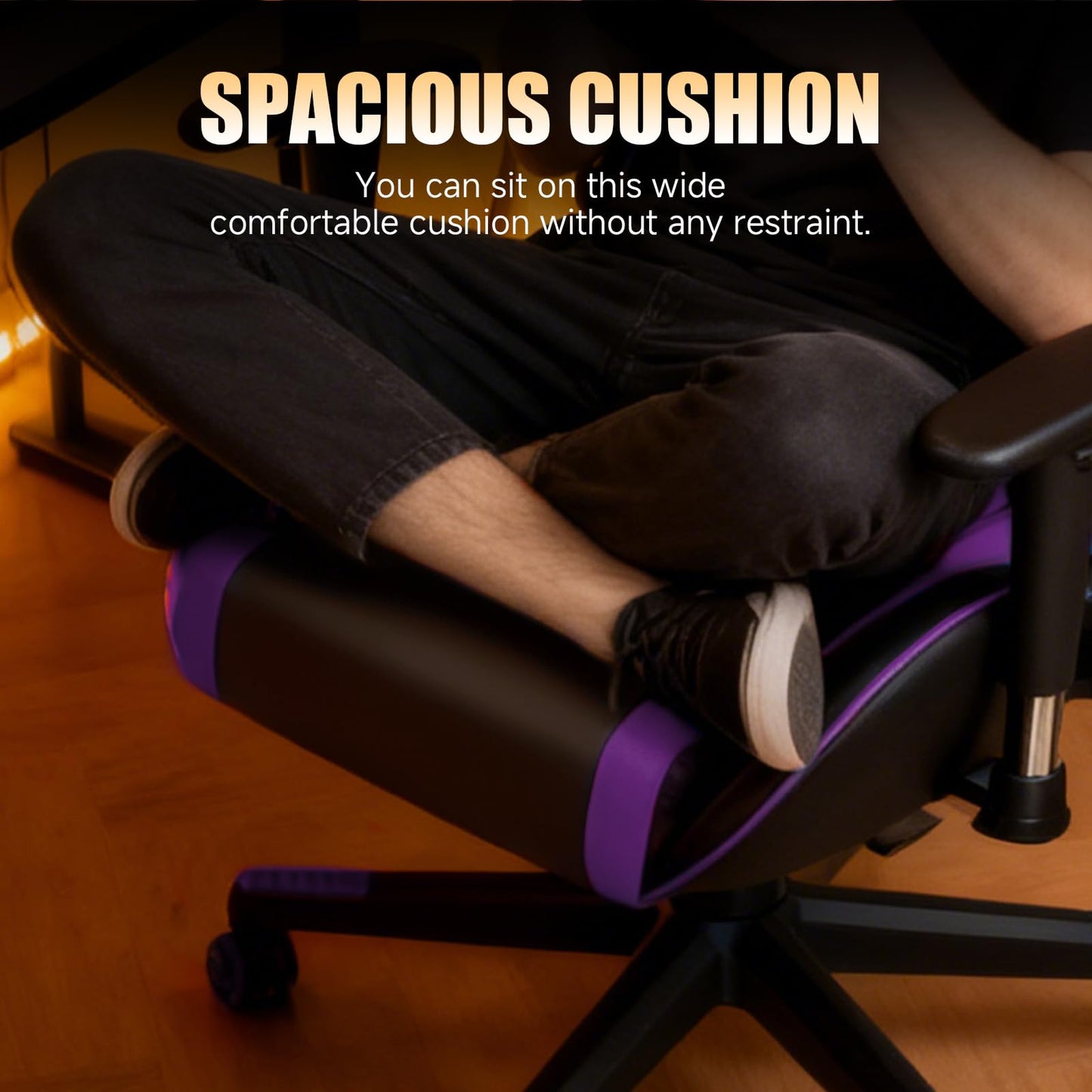 GTPLAYER Gaming Chair with Speakers,Video Game Chair Bluetooth Music with Lumbar Support, Ergonomic Comfortable Office Computer Chair for Adults, Adjustable Reclining Chair, 360° Swivel, Light Purple