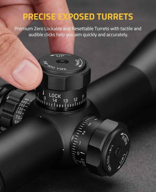 CVLIFE EagleFeather 4-16X44 Side Focus Parallax Rifle Scope for Hunting, Illuminated Mil-Dot Reticle, 30mm Tube Long Range Scope, Second Focal Plane Riflescope