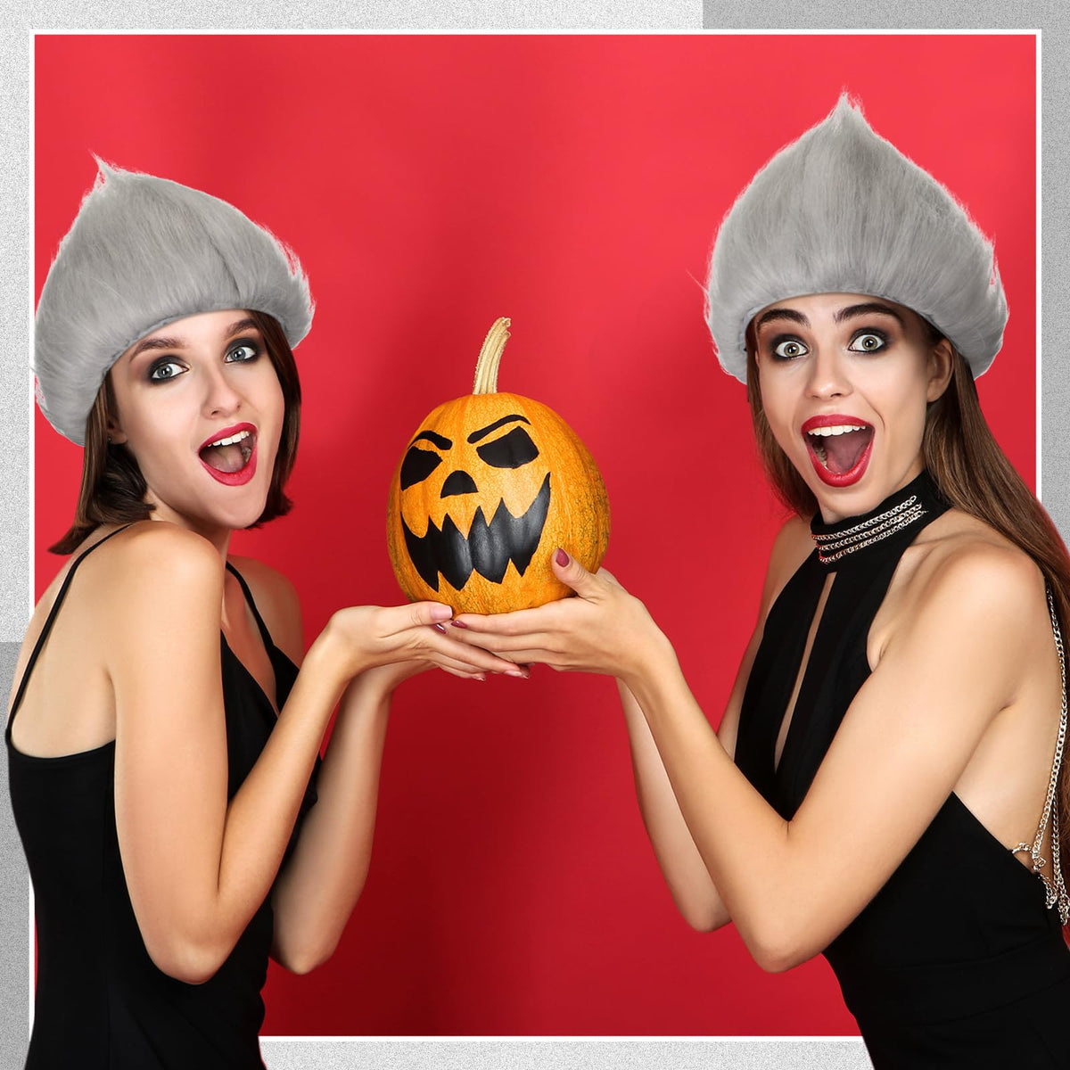 Geyoga 1 Pcs Unisex Funny Wig Hairy Costume Funky Hairband Crazy Wig Hair for Halloween Costume Party (Grey)