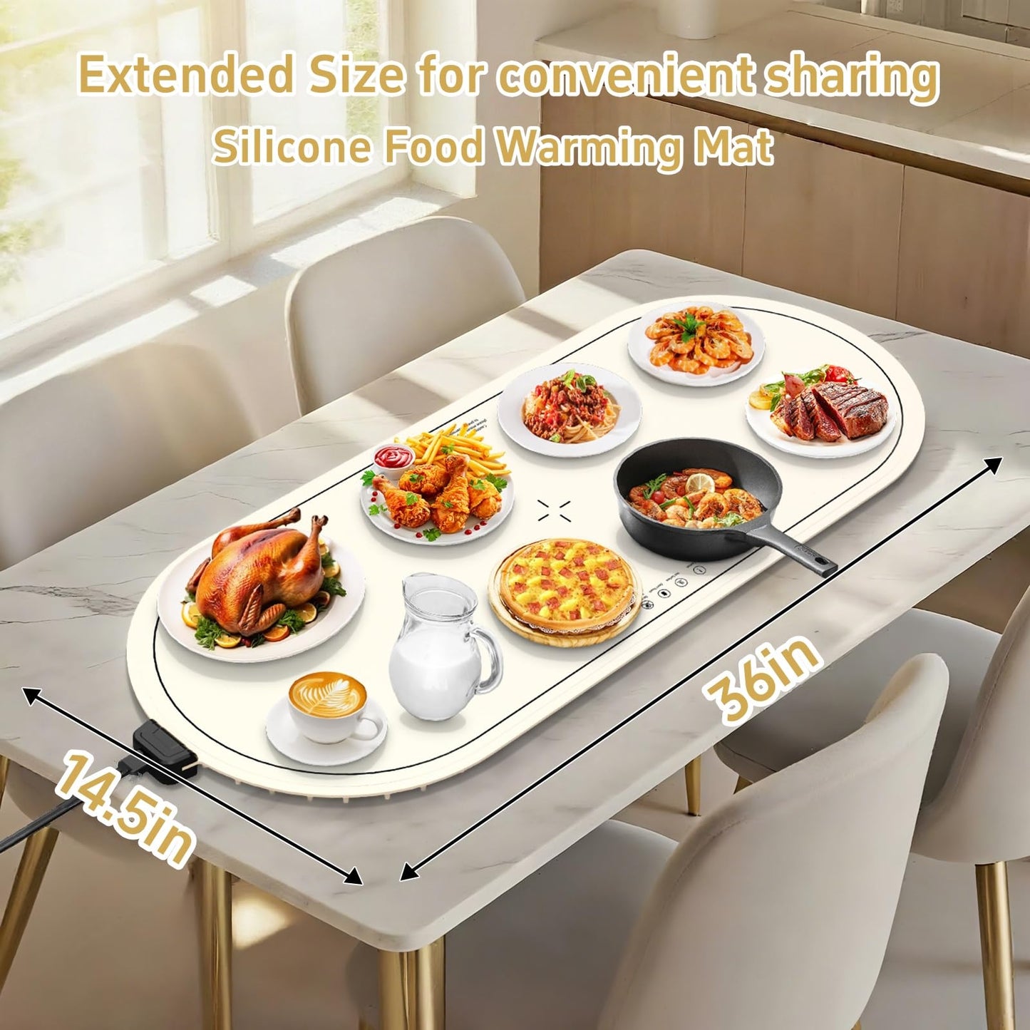 Warming Mat for Food Extra Large,36x16 Food Warming Mats for Countertop,Heating Mat for Food,Silicone Food Warmer Mat,Food Warmers for Parties Buffet,Warming Trays for buffets Party