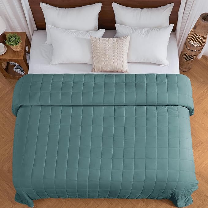 yescool Weighted Blanket for Adults (25 lbs, 88” x 104”, Teal) Cooling Heavy Blanket for Sleeping Perfect for 240-260 lbs, Queen Size Breathable Blanket with Premium Glass Bead, Machine Washable