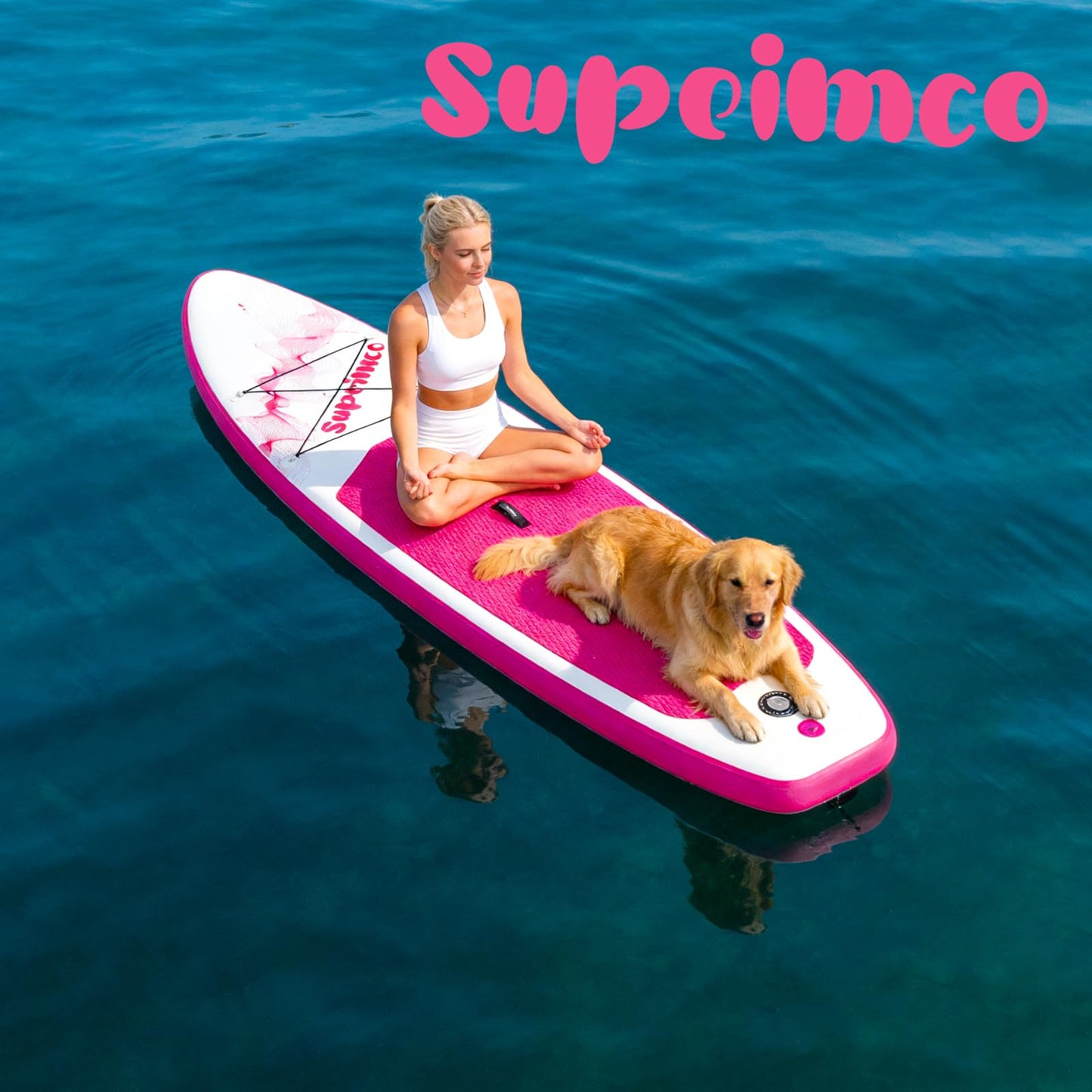 SUPEIMCO 10'6" Inflatable Stand Up Paddle Board - Upgraded Hot Melt Tech, Anti-Slip EVA Deck, Full Accessories for All Skill Levels (Adults & Youth)