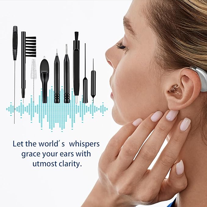 Hearing Aid Cleaning Kit, ARRITZ 11pcs Hearing Amplifier Cleaning Tools with Brushes and Case