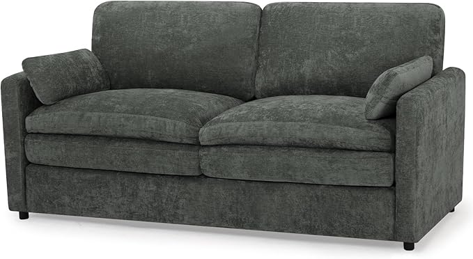 ACMEASE 69” Chenille Love seat Sofa w/Arm Pillows, Upholstered 2 Seater Sofa w/Comfortable Back Cushions, Modern 2 Seats Couch w/High-Density Foam for Living Room, Apartment, Office, Grey