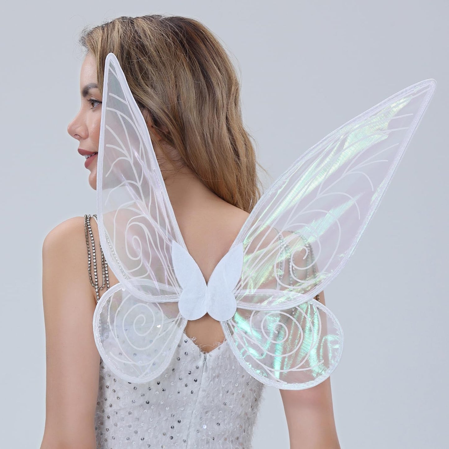 Oprtuisi Fairy Wings, Shiny Transparent Wings, Angel Wings Sutable for Halloween Costume Dress Up and Taking Beautiful Photos