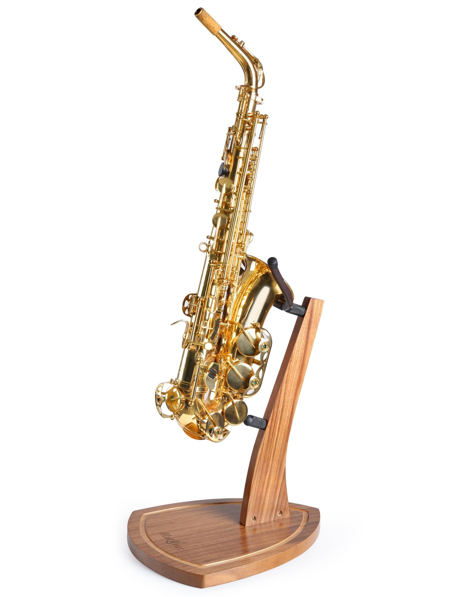 Musbeat Saxophone Stand, Saxophone Stand for Alto and Tenor, Zebra Grain Hardwood Alto Sax Stand with Soft Silicone Yokes, Handc
