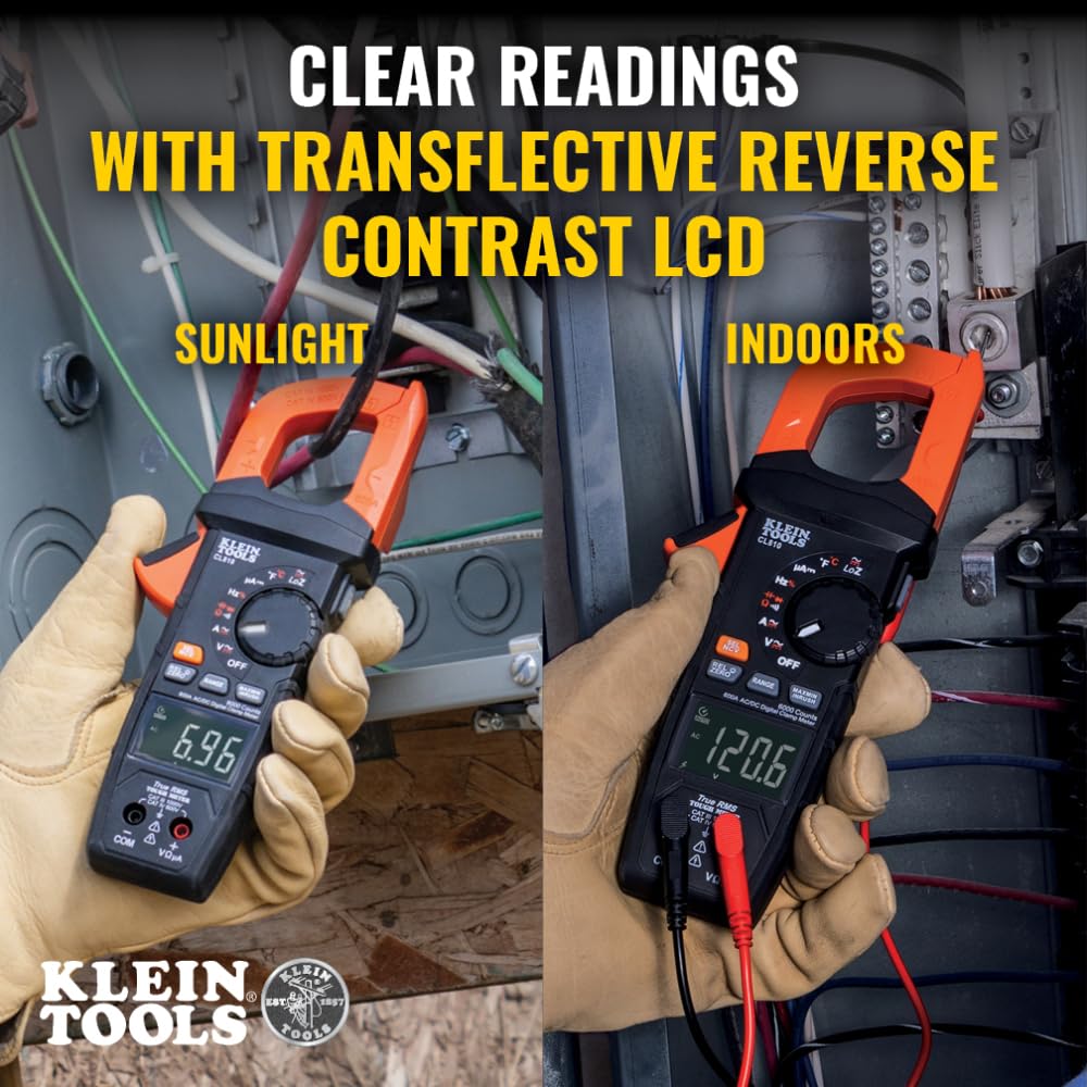 Klein Tools CL810 Digital Clamp Meter, Auto Ranging TRMS, AC/DC Volt/Current, LoZ, Continuity, Frequency, Capacitance, NCVT, Temp, More 1000V, Flashlight