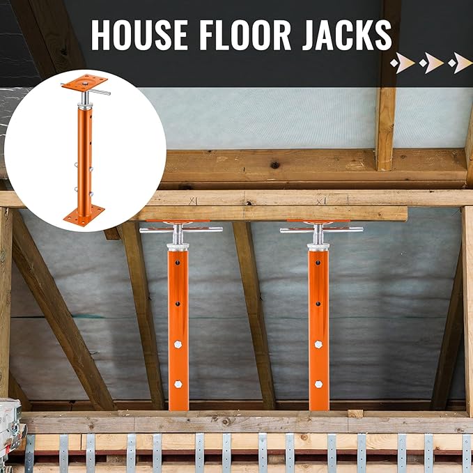 Yaocom 2 Pcs Adjustable Jack Post, 19"-36" Height Range, Basement Floor House Screw Jacks for Lifting Joist Beam Brace for Cellar Ceiling, Center Point Load Capacity 11023 Lbs (Orange)
