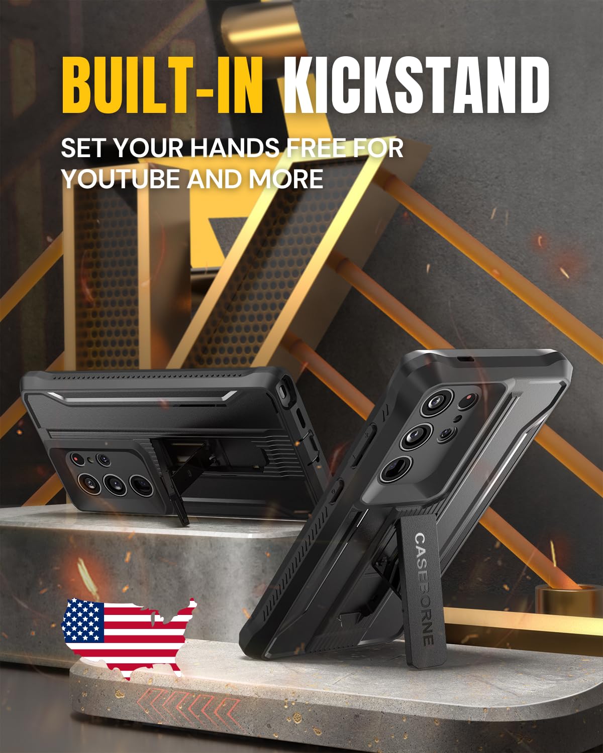 Caseborne V Case Compatible With Samsung Galaxy S24 Ultra Black | Extremely Rugged, Military Grade 5-Layer Construction, With Bu