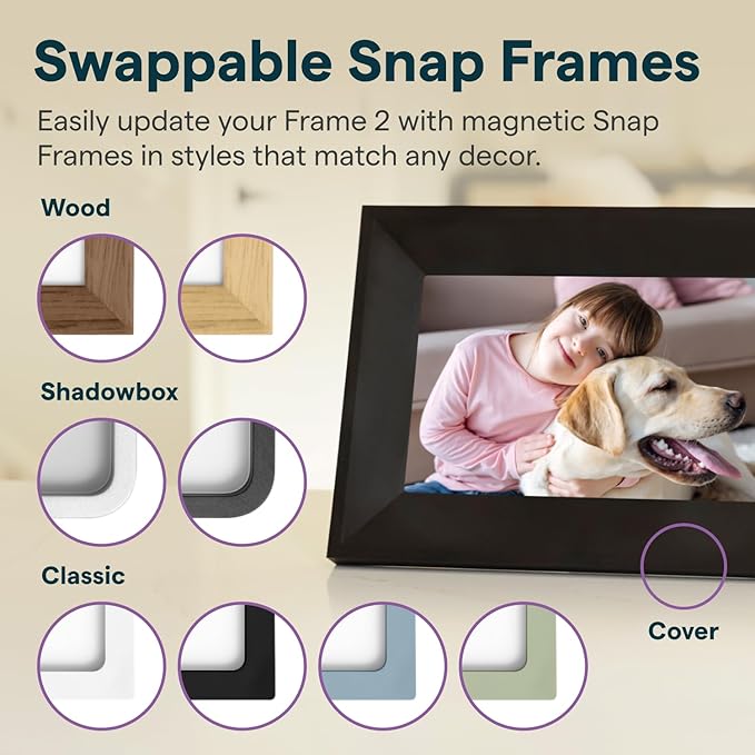 Skylight Digital Picture Frame 2 – 10" Full HD Wi-Fi Touch Screen, 16GB Digital Photo Frame, Load Photos & Videos Directly from Phone, Anti-Glare – Ideal for Personalized Gifting, Classic Blue