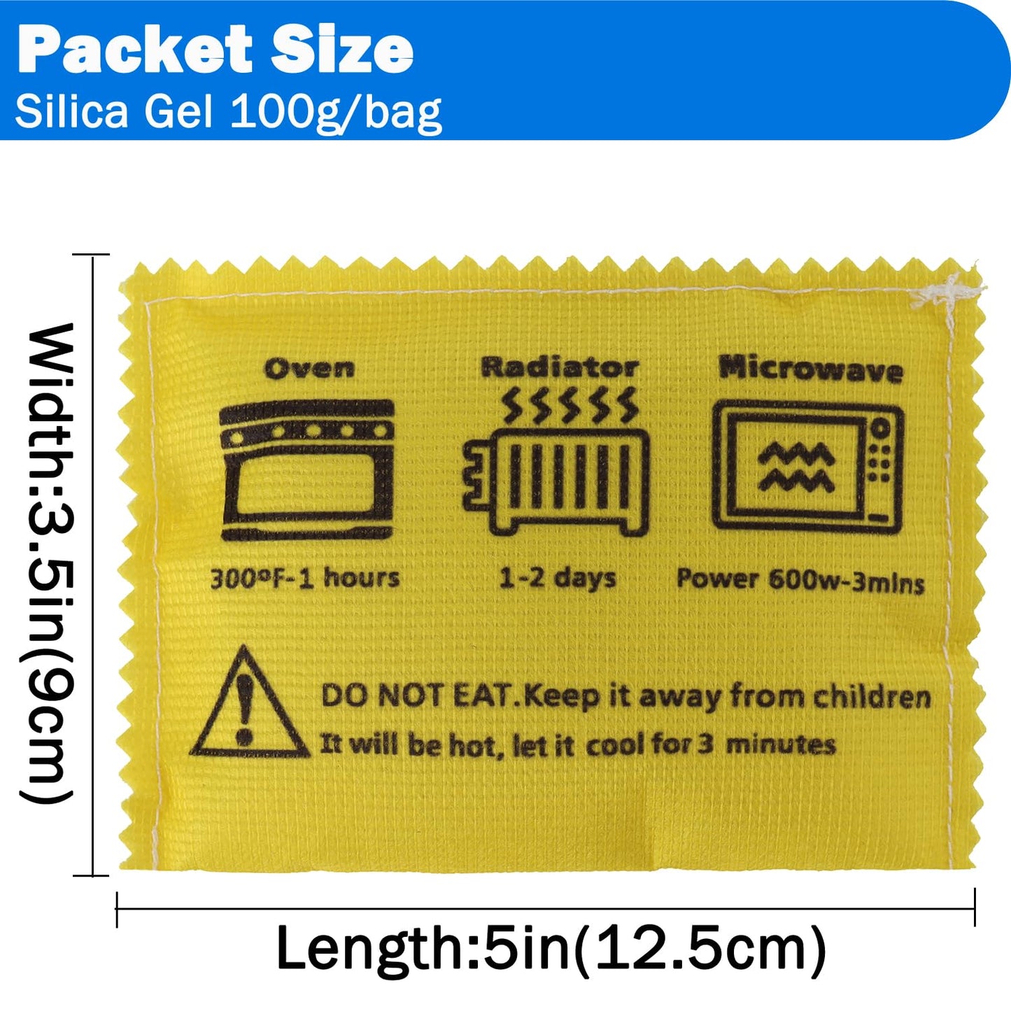 100g Rechargeable Desiccant Silica Gel Beads Pack Lab Desiccants Bag Rechargeable Moisture Absorbing for Storage Bins and Totes(3pack)